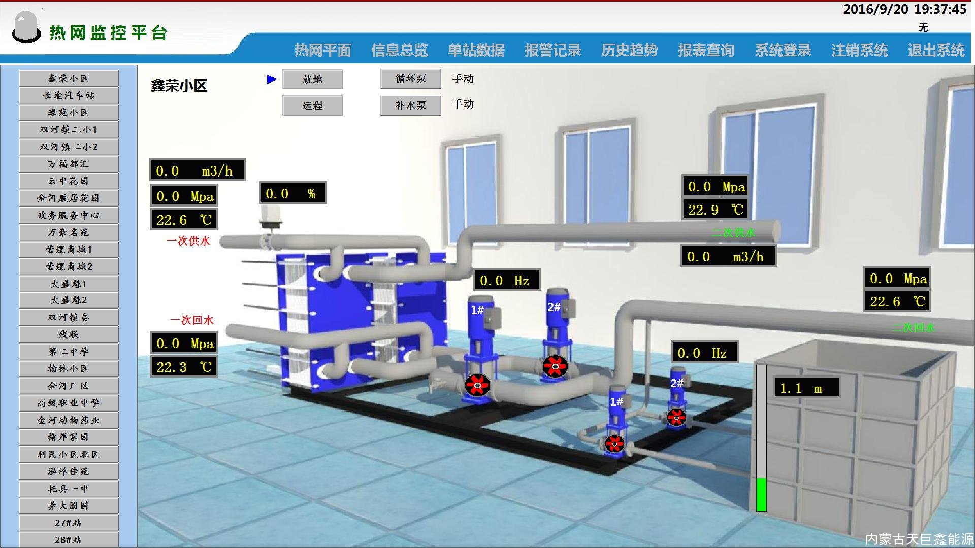 天巨鑫熱網(wǎng)換熱站遠程集中監(jiān)控系統(tǒng)